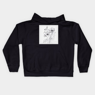 Line Art Flowers Illustation Kids Hoodie